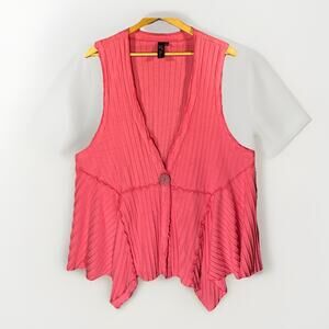 Focus Casual Life Tunic Vest XL Asymmetrical Lagenlook Artsy Boho Cotton Button